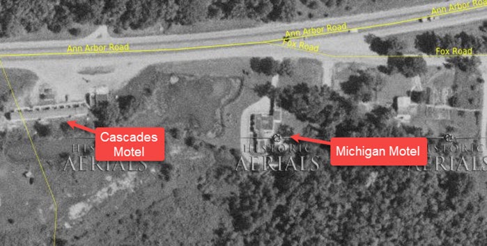 Cascades Motel - 1956 Aerial (newer photo)